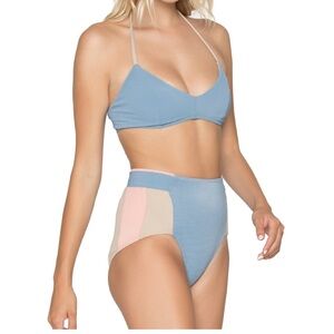 Seea Arcadia Pastel Blue and Pink Ribbed Bikini